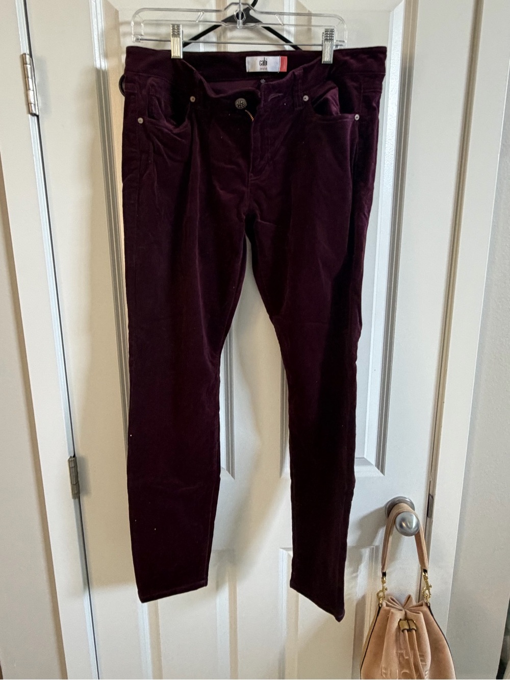 Cabi Burgandy corduroy skinny jeans